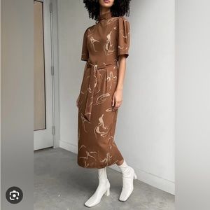 Oak and Fort Cream and Brown Maxi Dress